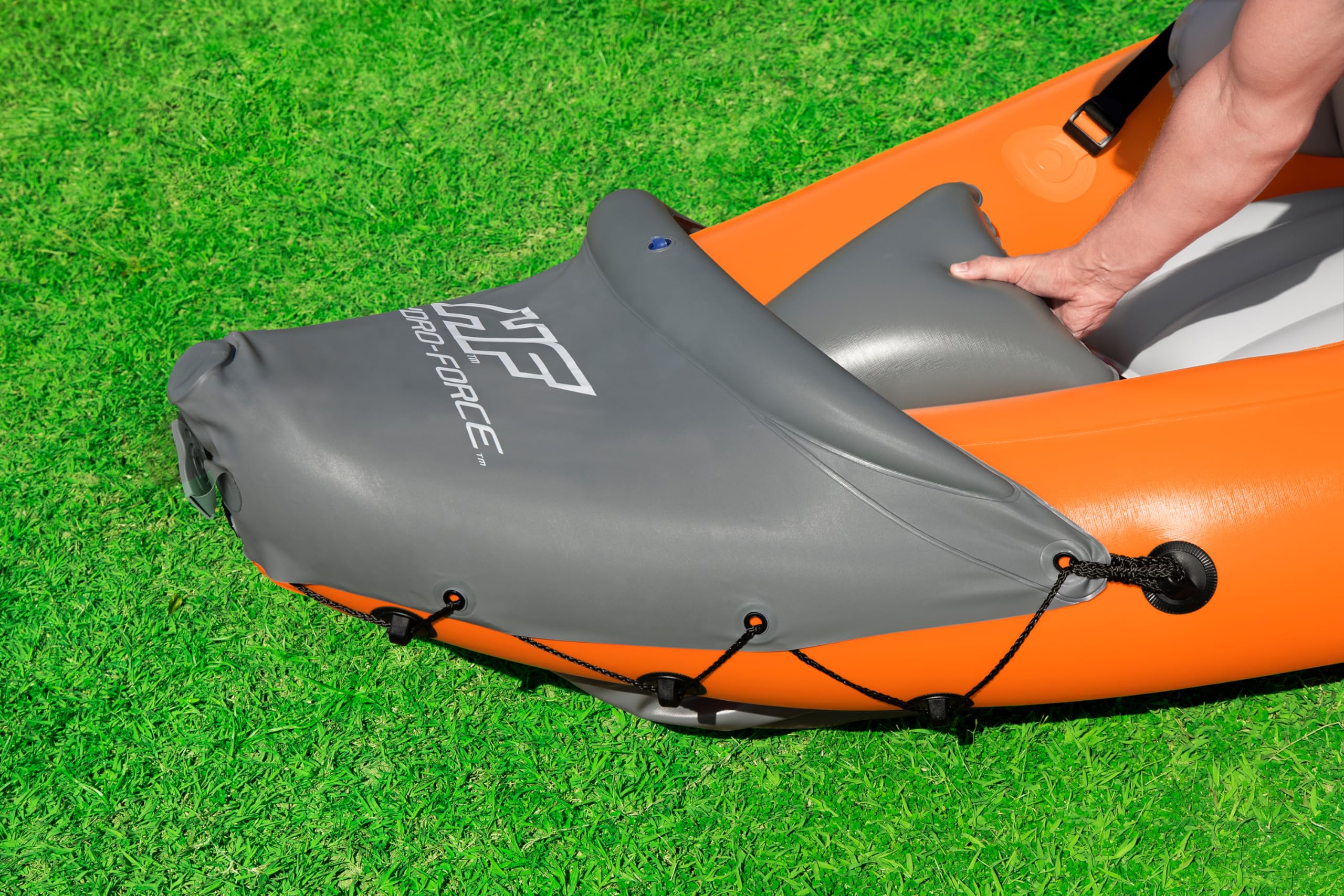 Bestway | Hydro-Force Rapid X3 Kayak | Juego de Botes inflables con Bomba de Mano, Remo, Asientos, Aletas y Bolsa de Almacenamiento | Tres plazas