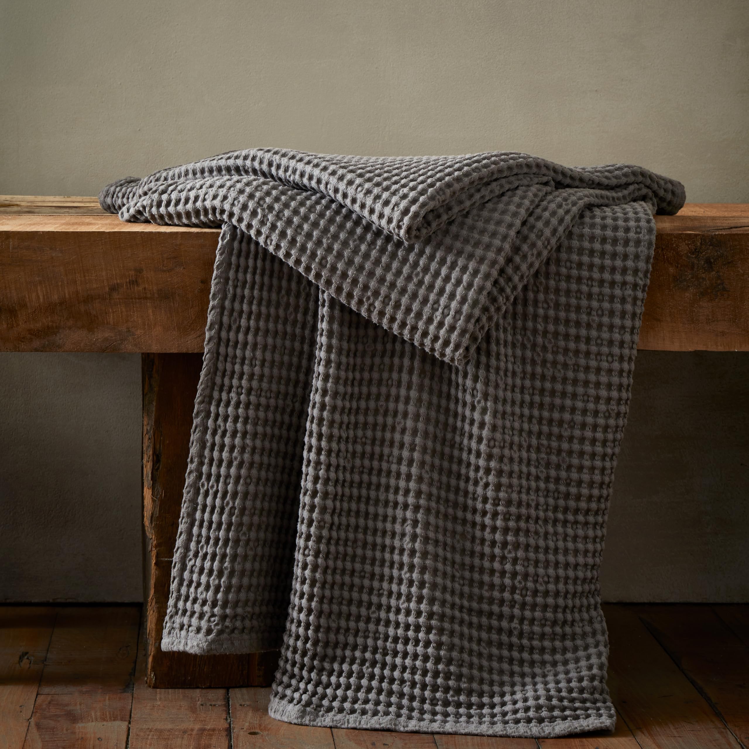 Pineapple Elephant Jaipur Chunky Waffle Cotton 150x200cm Blanket Throw Grey