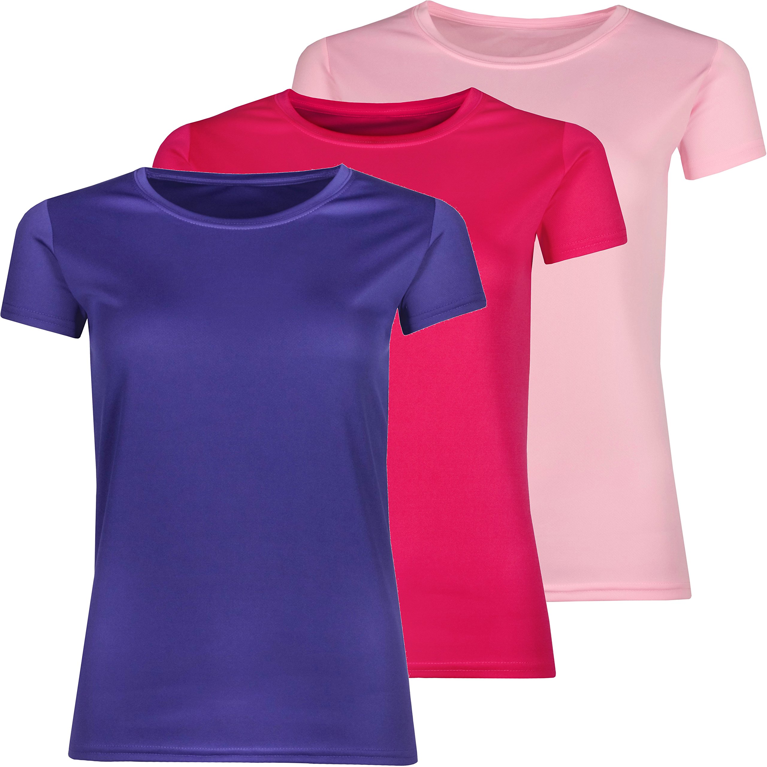Ladies Breathable Performance Sports T Shirt (M, Three Pack Active)