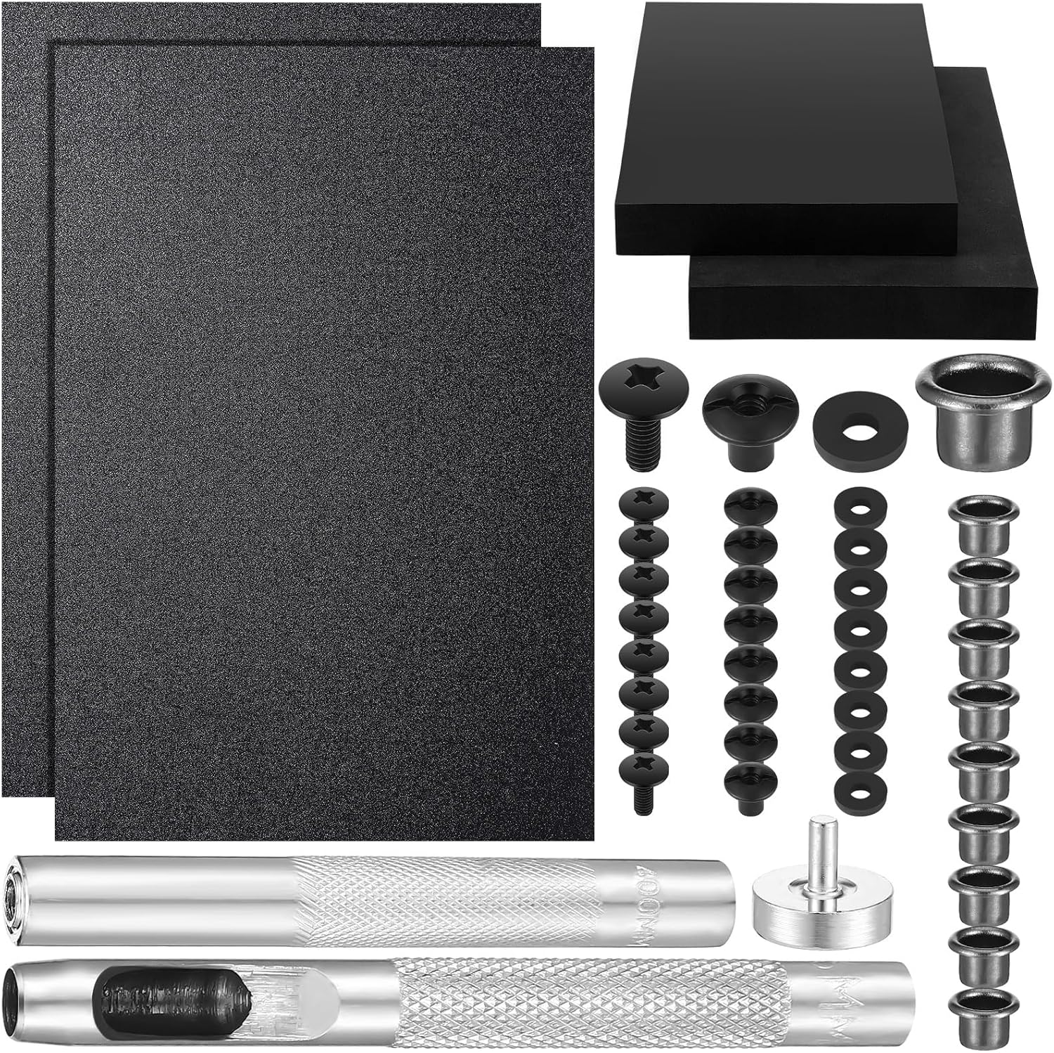 87 Pcs DIY Holster Kit Include Thermoform Molding Foams Sheet Eyelet Hand Setter Cross Recessed Screw Head Open Slotted Fastener Rubber Washer for Making Knife Sheath