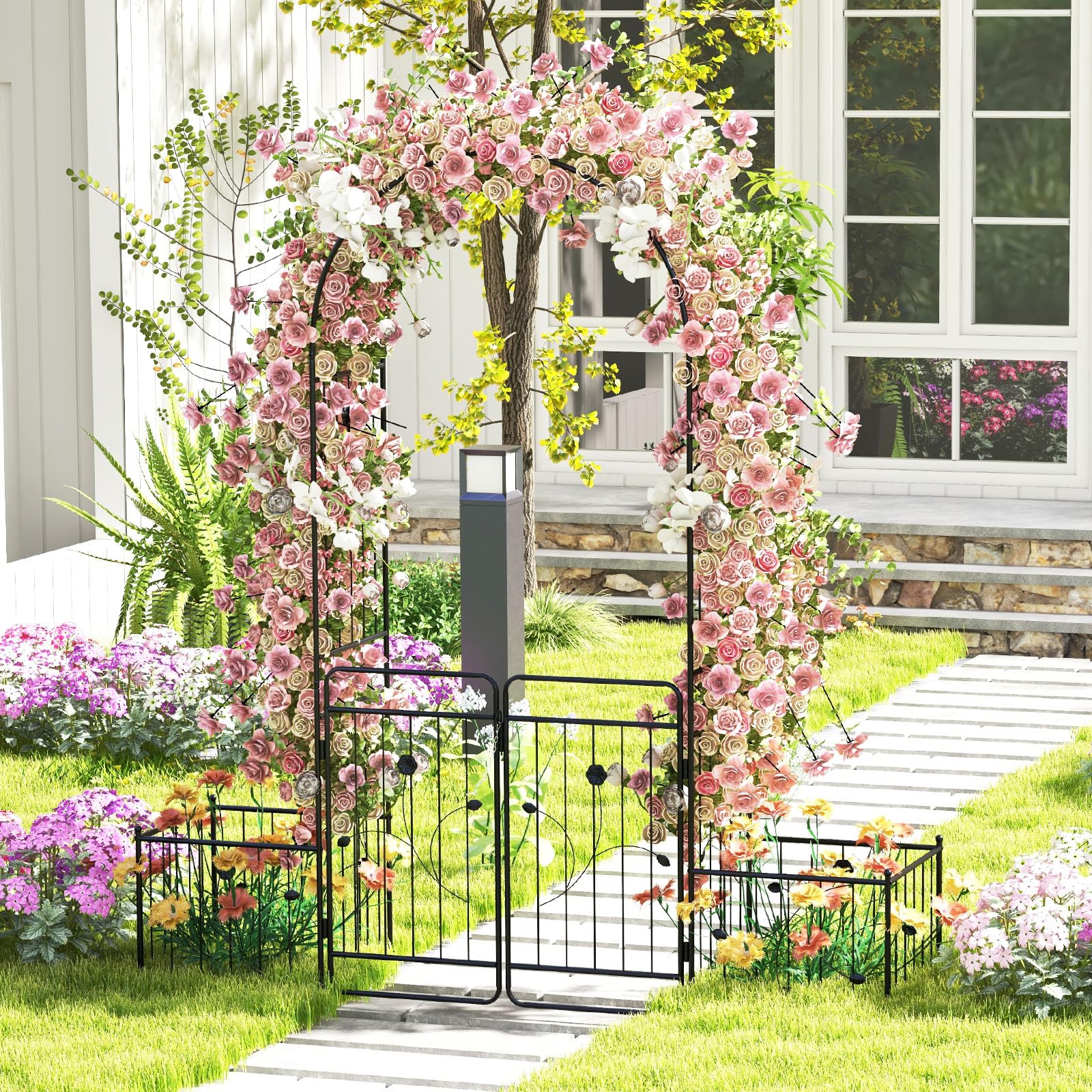 Arbor Trellis And Climbing Rose Costway 2.3M Metal Garden Arch Heavy