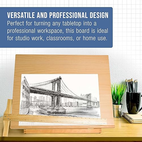 Miniatura 5 de US Art Supply Tablero de dibujo y bocetos de madera ajustable extragrande de 26 pulgadas de ancho x 21 pulgadas de alto