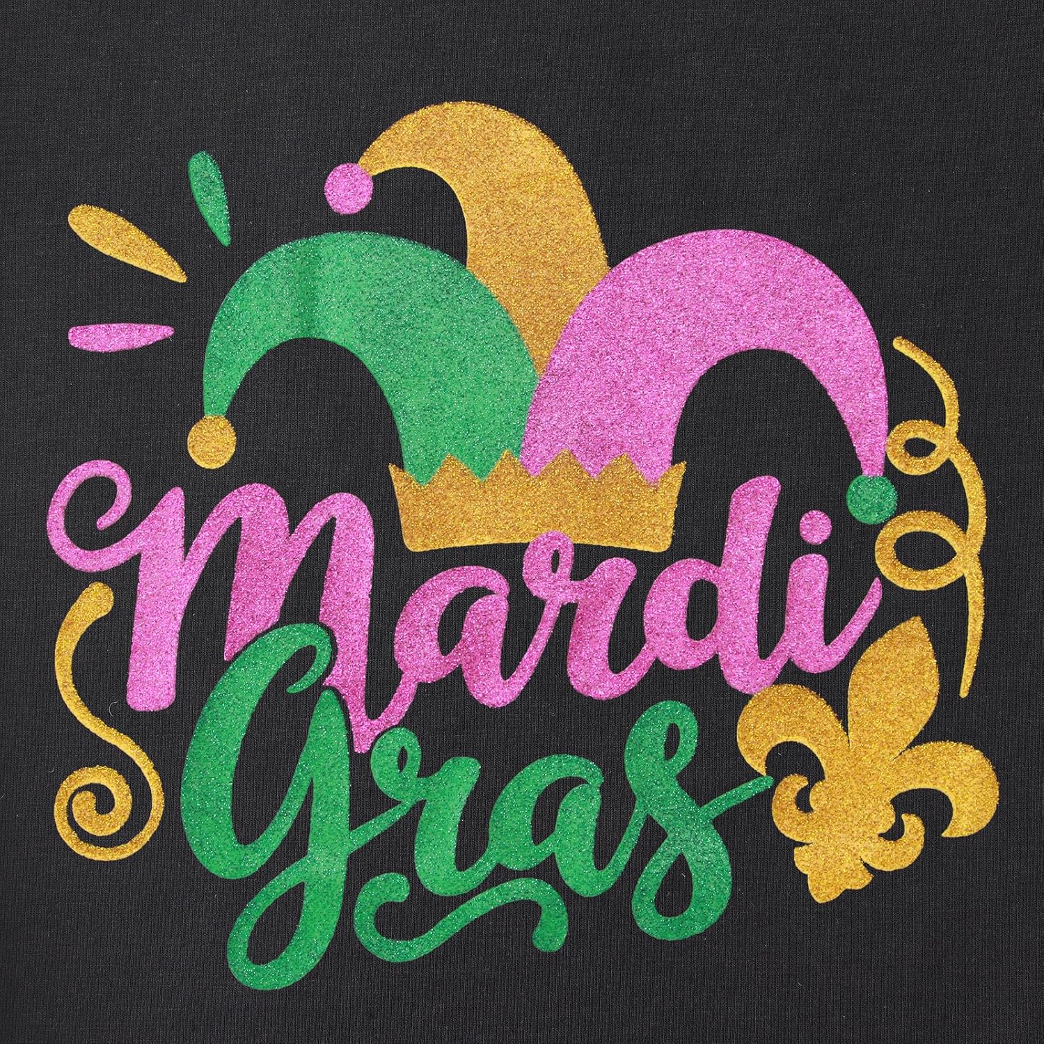 IZYJOY Toddler Boy Girl Mardi Gras Shirt Funny Mask Clown Hat Tshirt Fat Tuesday Outfit New Orleans Short Sleeve Top - Image 7