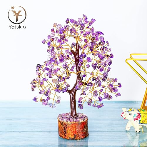 Miniatura 63 de YATSKIA - Árbol de cristal turquesa Feng Shui, alambre, bonsái Buhha, estatua reiki, Chakra curativo energía positiva, buena suerte dinero regalos
