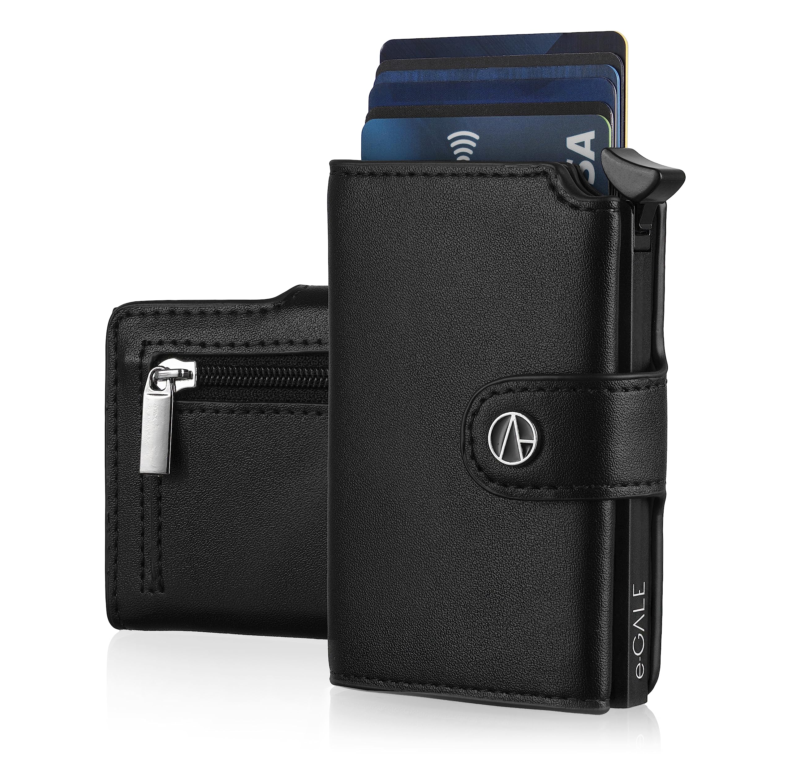 e-GALE Porta carte di credito uomo - Portafoglio Uomo Slim RFID - portacarte uomo pop up - Scomparti per tessere, banconote e monete - Elegante e Compatto - Con confezione regalo
