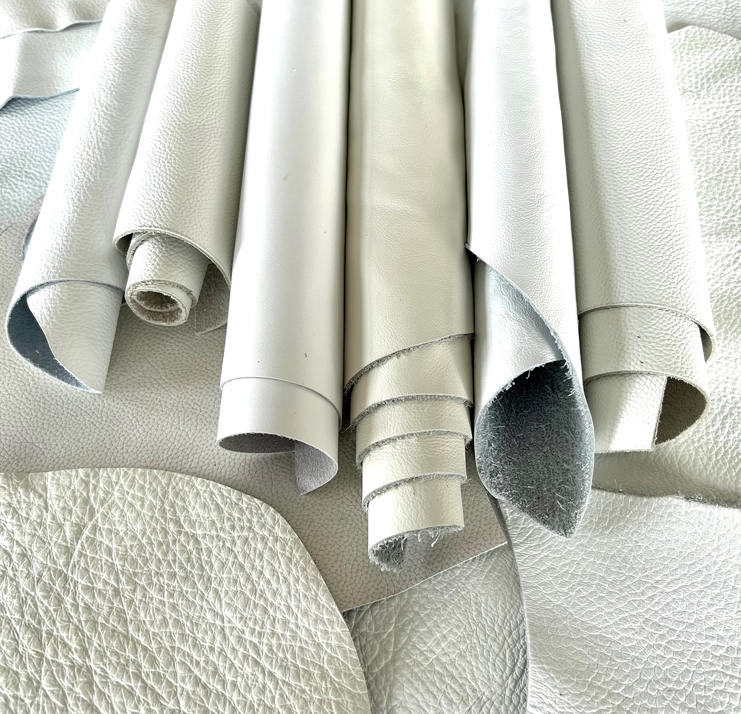 1 Kg Ritagli Vera Pelle Bianca | Scampoli Italiani Premium | Per Fai Da Te, Accessori, Rivestimenti | Made In Italy - Foto 3