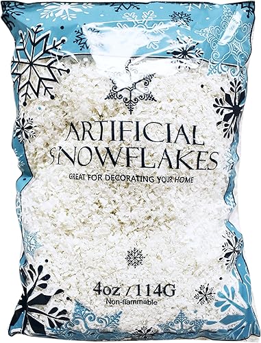 Black Duck Brand Bolsa de copos artificiales de nieve de 4 onzas. Nieve falsa festiva para manualidades, Navidad y decoración