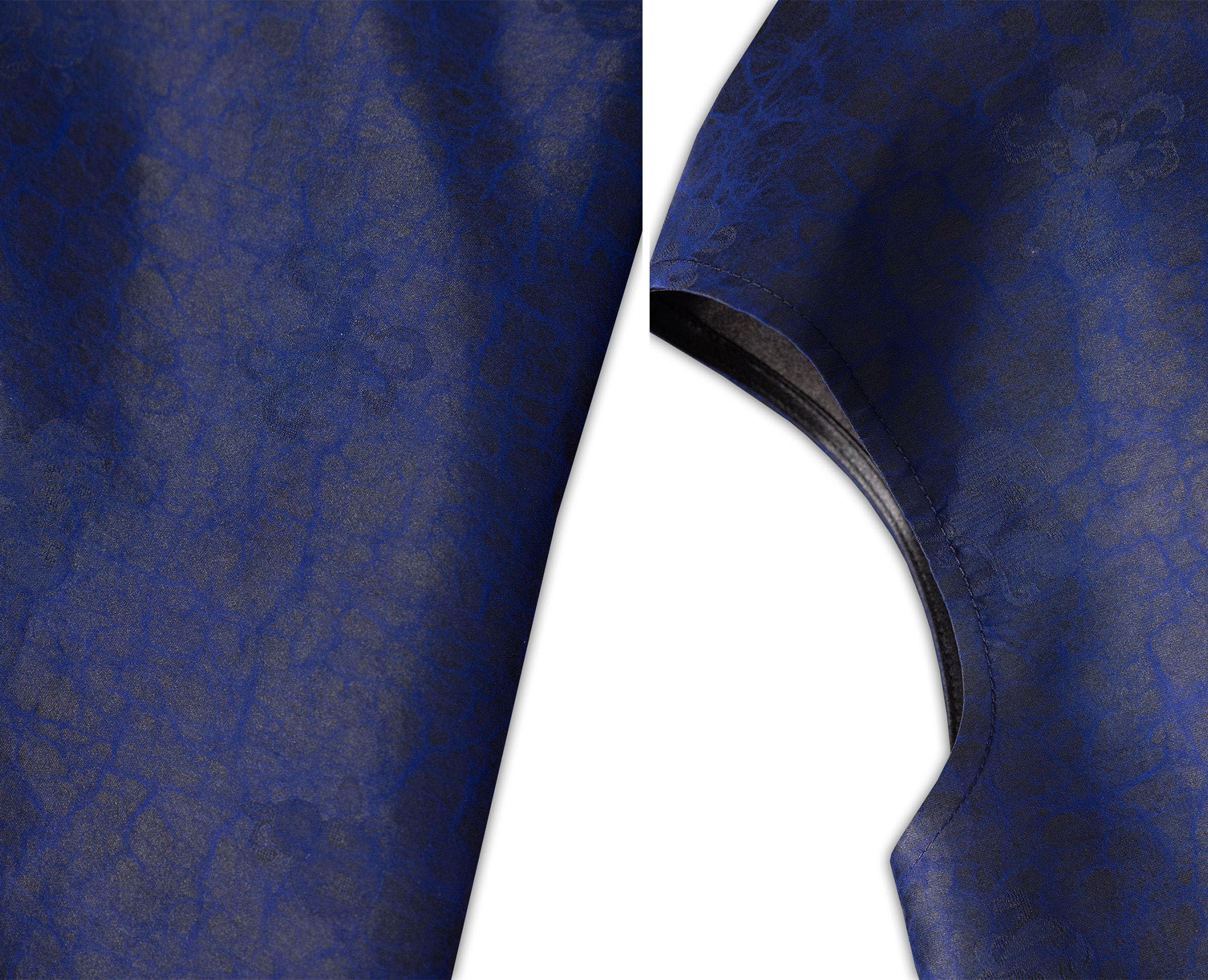 HangErFeng Abito Xiangyunsha da donna in seta vintage mistico blu jacquard zucca modello abito a tubino allentato 5104