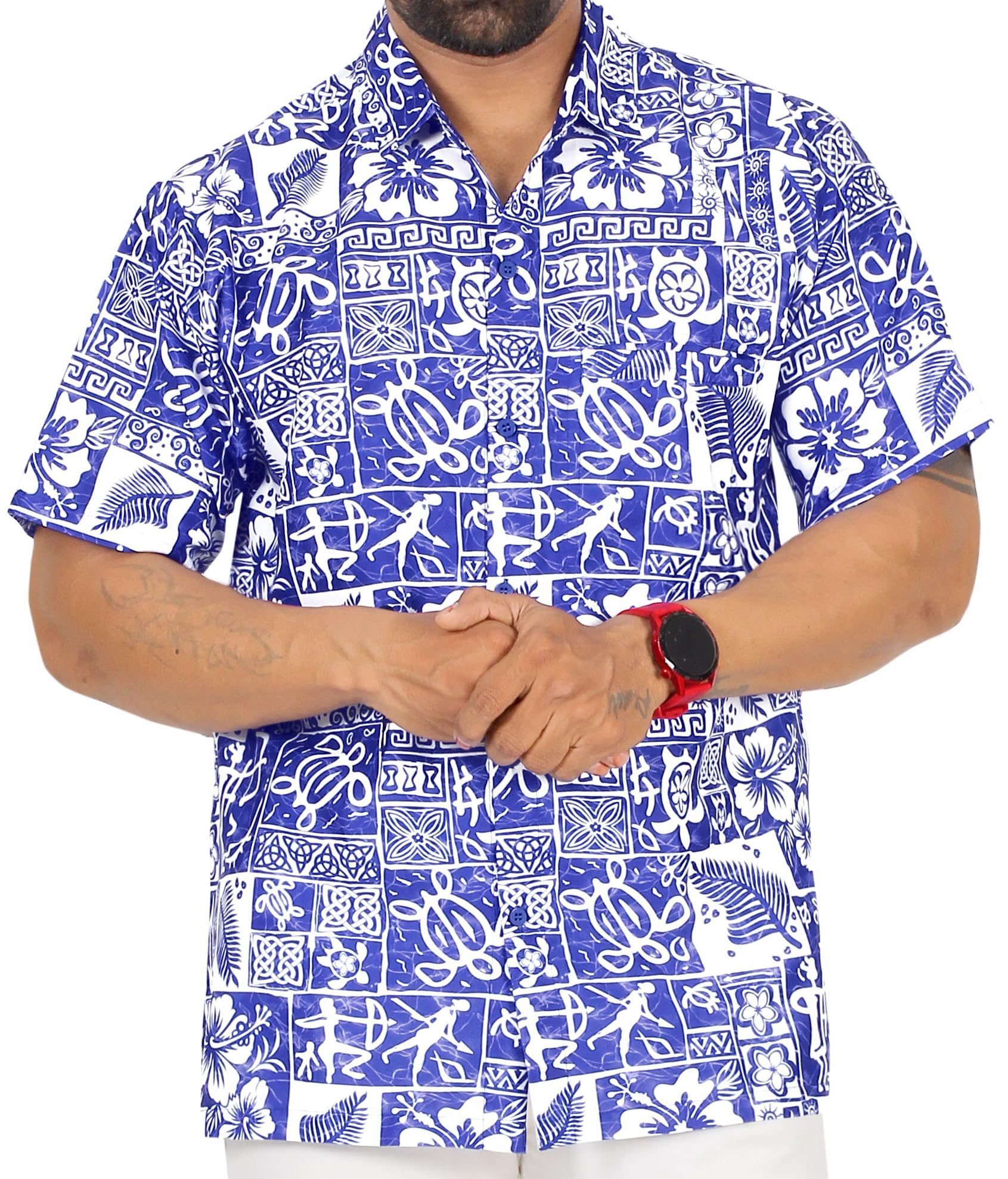 LA LEELA Men's Hawaii Shirt Pocket