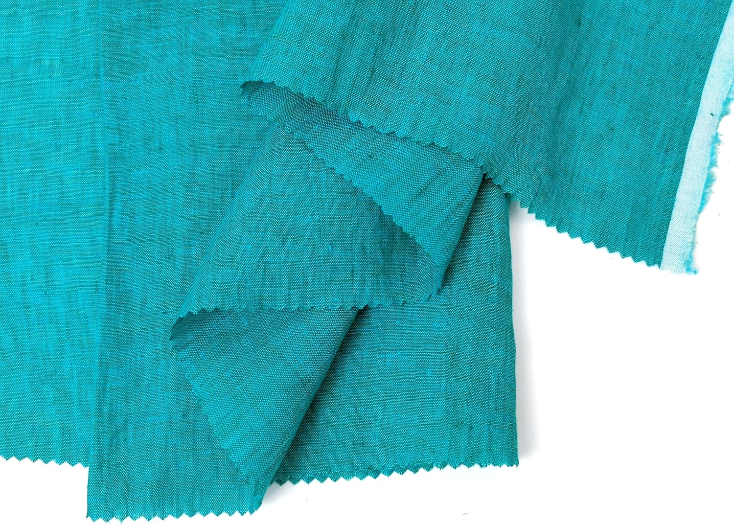 100% Linen Green Chambray Fabric – Lightweight, Soft 3971 Green(blueish)