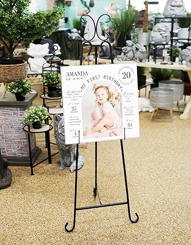 Miniatura 9 de Soporte de exhibición de caballete de metal  Soporte decorativo negro para letrero de boda, pintura, póster, cementerio  Soporte de lona alto y