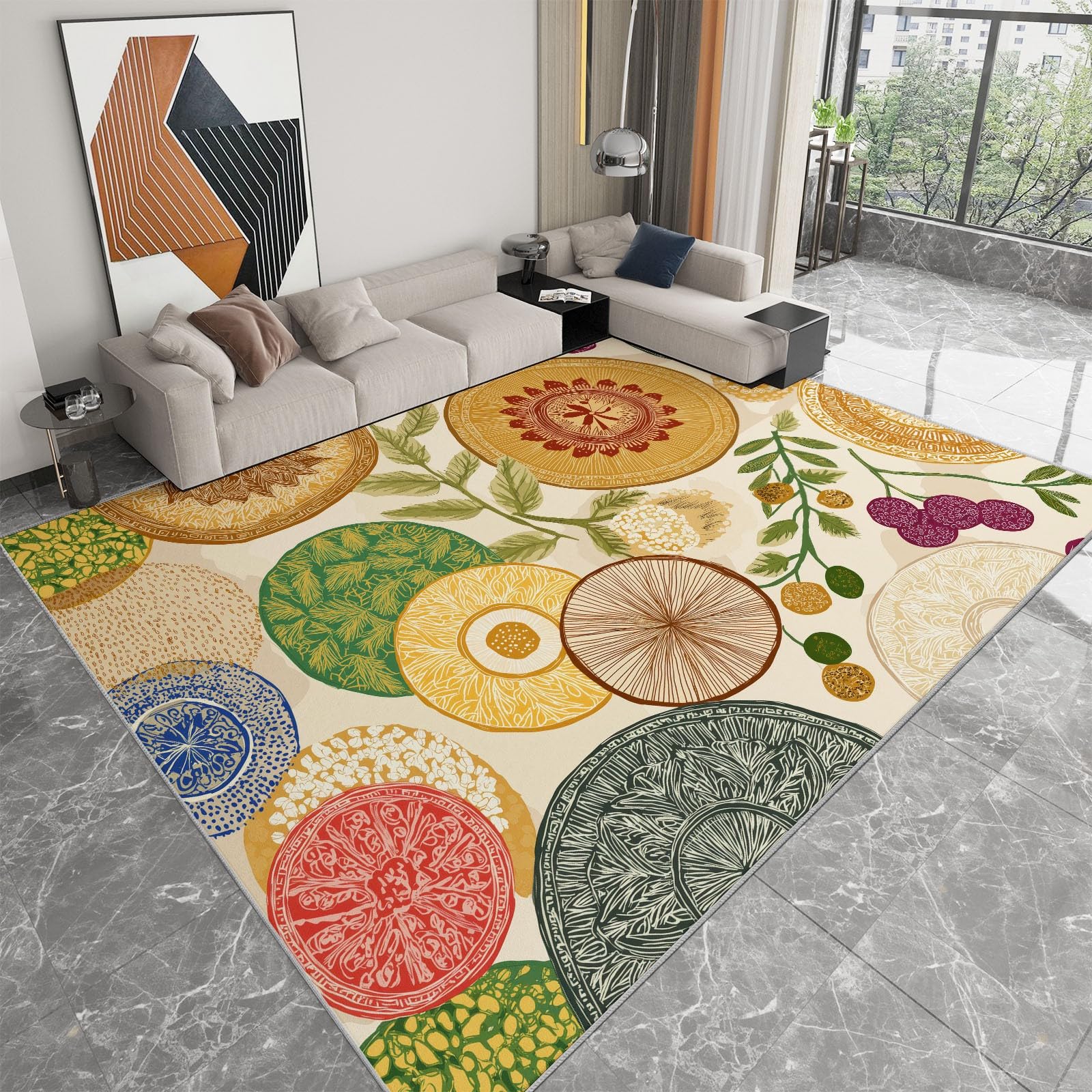 Tapis lavable en machine résistant et doux pour protéger le sol de la salle à manger