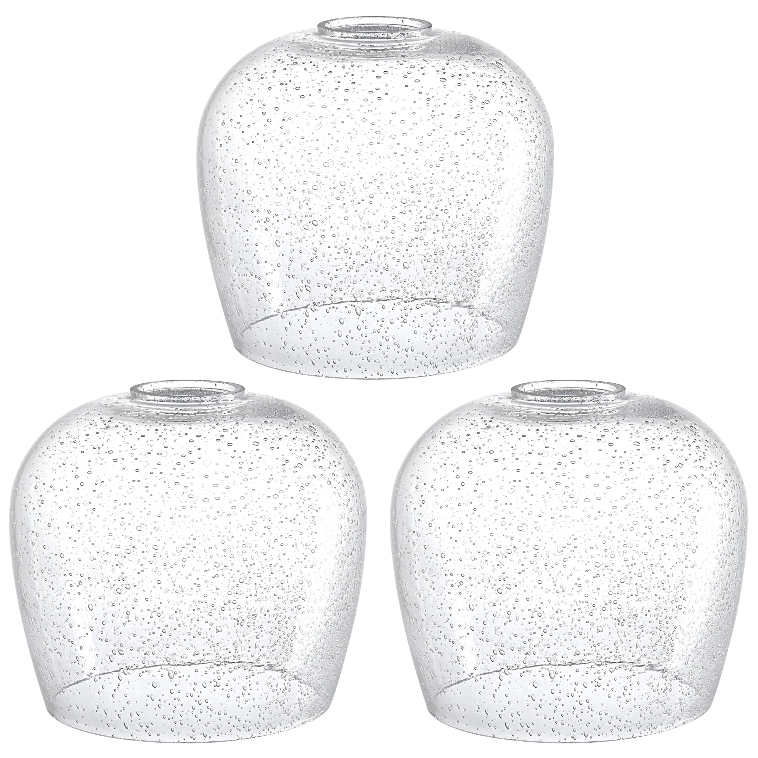 3 Pack 6.3 Inch Clear Seeded Replacement Glass Lamp Shade Pendant Ceiling Chandelier Wall Sconce Light