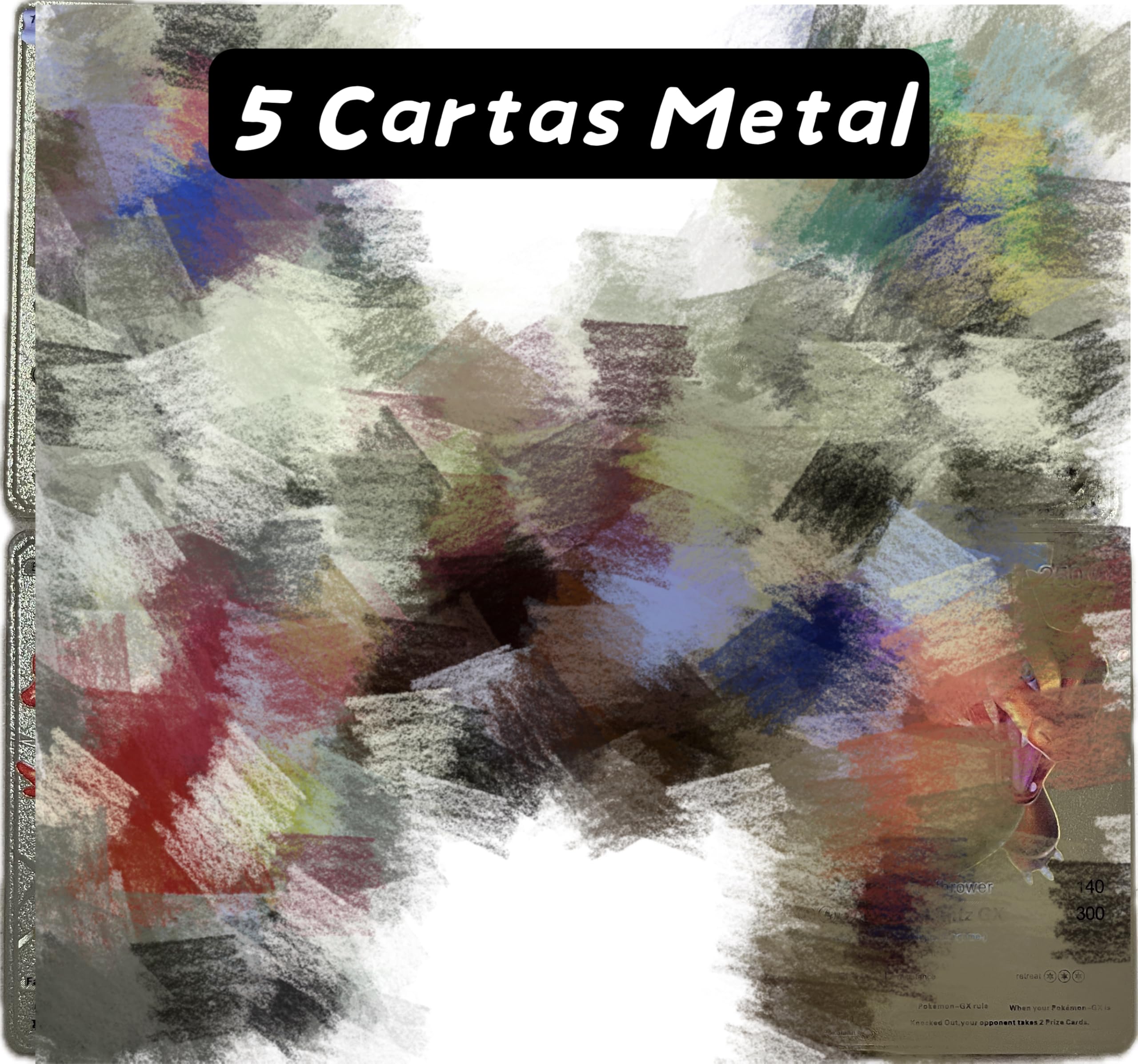 5 Cartas Pk-m Doradas Metalicas, Cartas Metal de Alta Potencia, Cartas Metalicas V-Vmax Gx para Coleccion (Bo)
