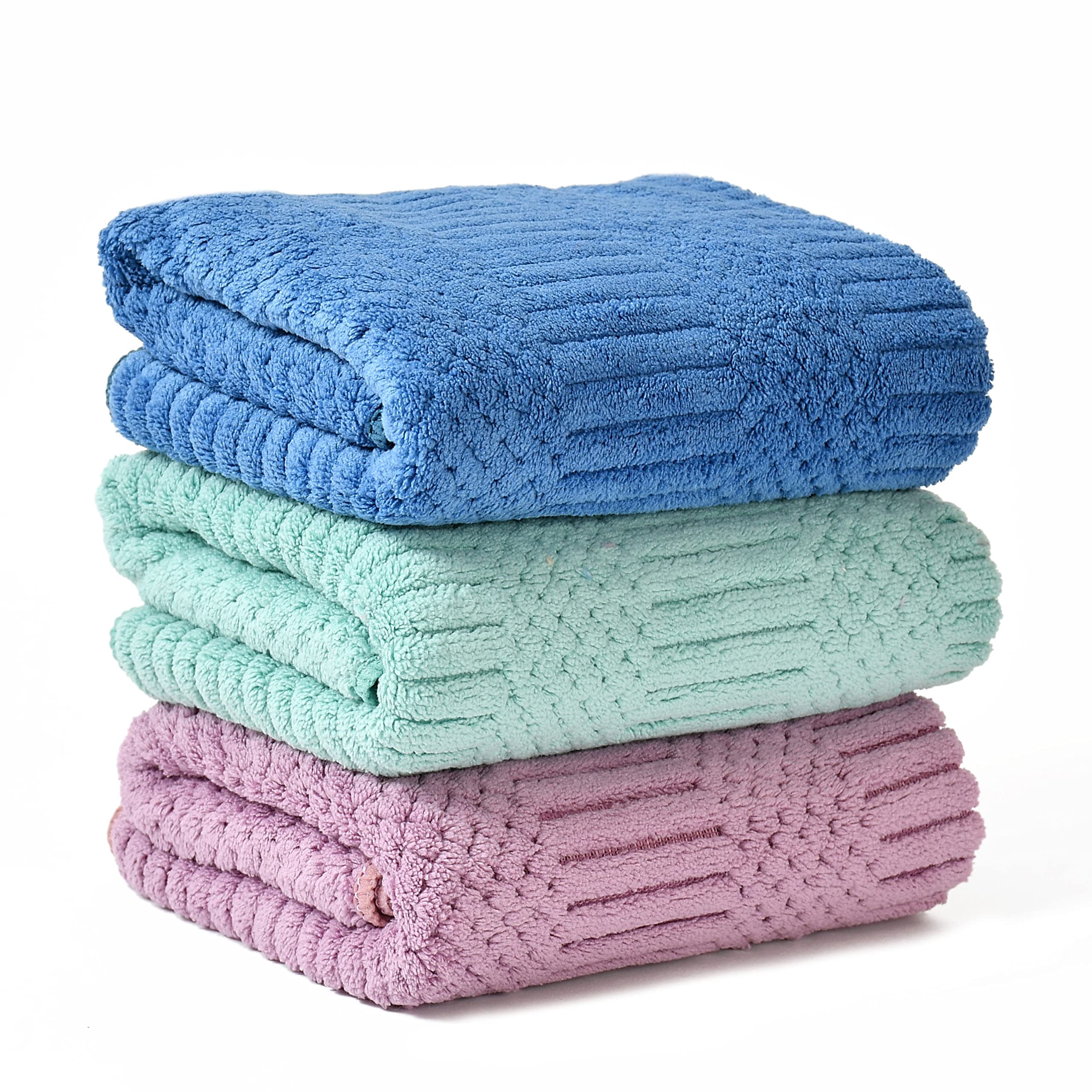UrbanLeaf Super Soft Microfiber Hand Towels, Gym & Workout Towels (3 Pieces, Multi Colors), 400 GSM