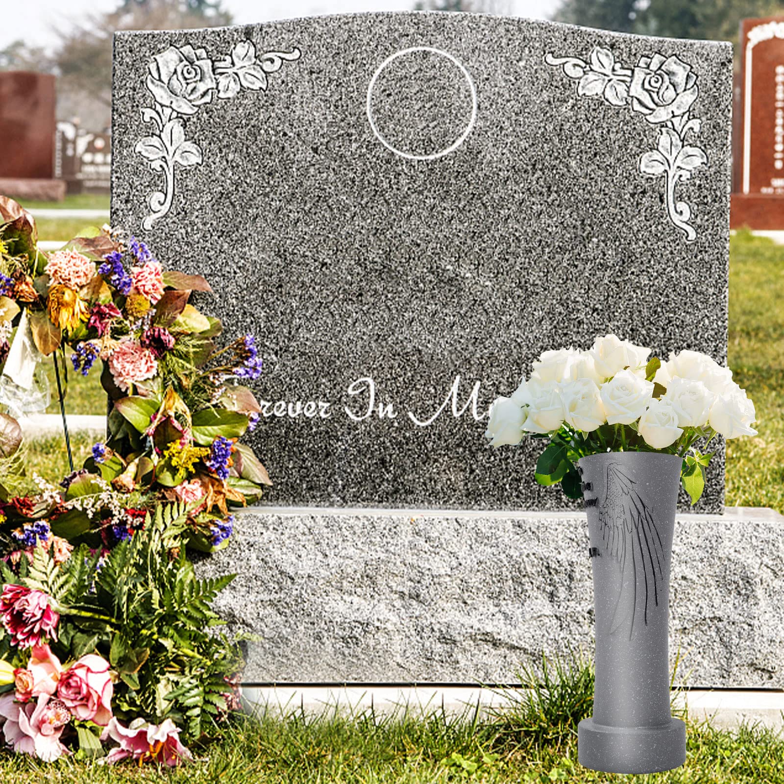 Amazon.com: FENXAM Cemetery Vase with Ground Spikes, Angel Wings