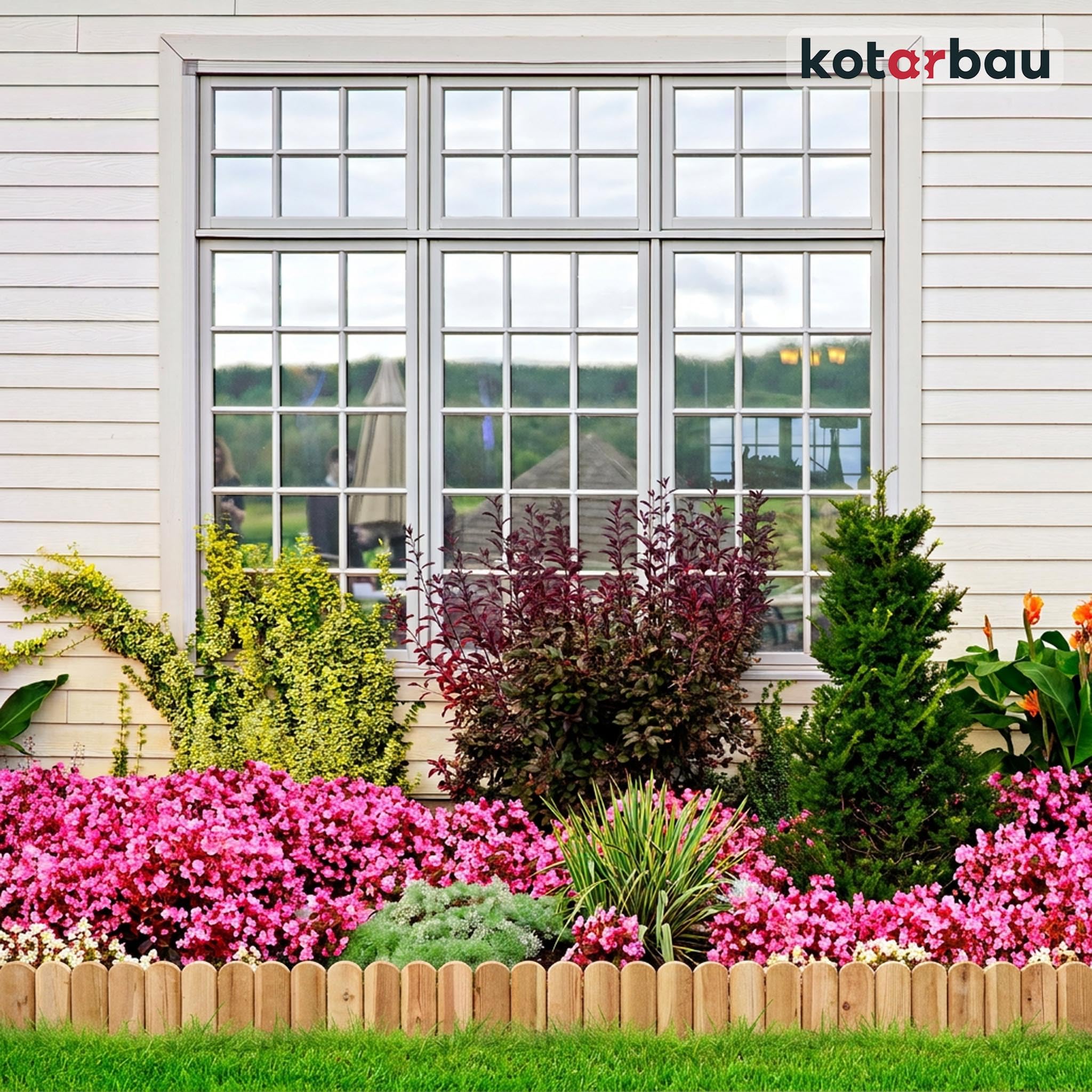 KOTARBAU® Staccionata in Legno per Giardino - 200 x 10 cm - Recinzione Giardino Esterno - Legno Bruciato - Steccato