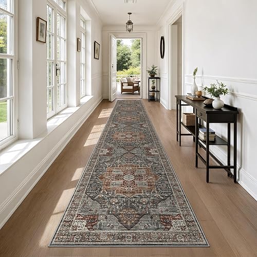 Miniatura 249 de Alfombras de área de 8 x 10 pies para sala de estar, vintage lavable con parte trasera antideslizante, resistente a las manchas, alfombra de área