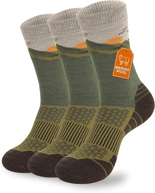 medias de lana merino para senderismo para hombres y mujeres, medias acogedores para correr, acolchados, transpirables, atléticos, para trabajo, caza, 3 pares