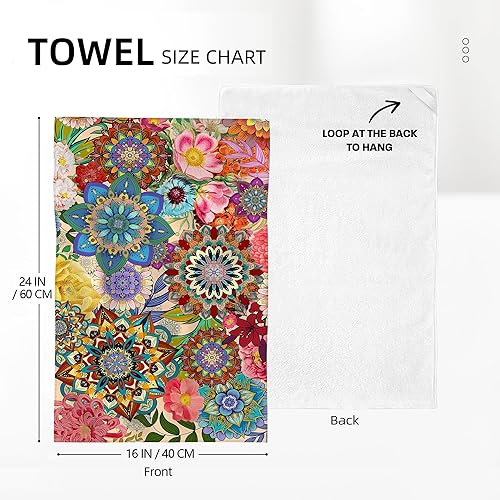 Miniatura 2 de Juego de 2 toallas de cocina florales bohemias, toallas de cocina coloridas para cocina, toalla de mano suave y absorbente para barra de té, para