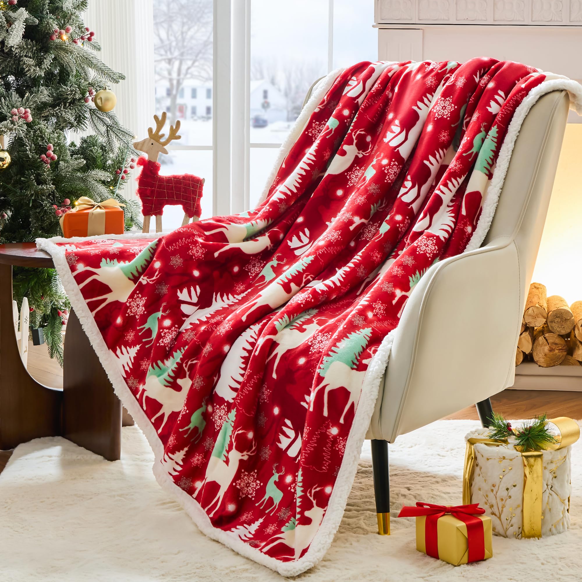 Fleece Throw Warm Christmas Blankets Christmas Prints Fleece