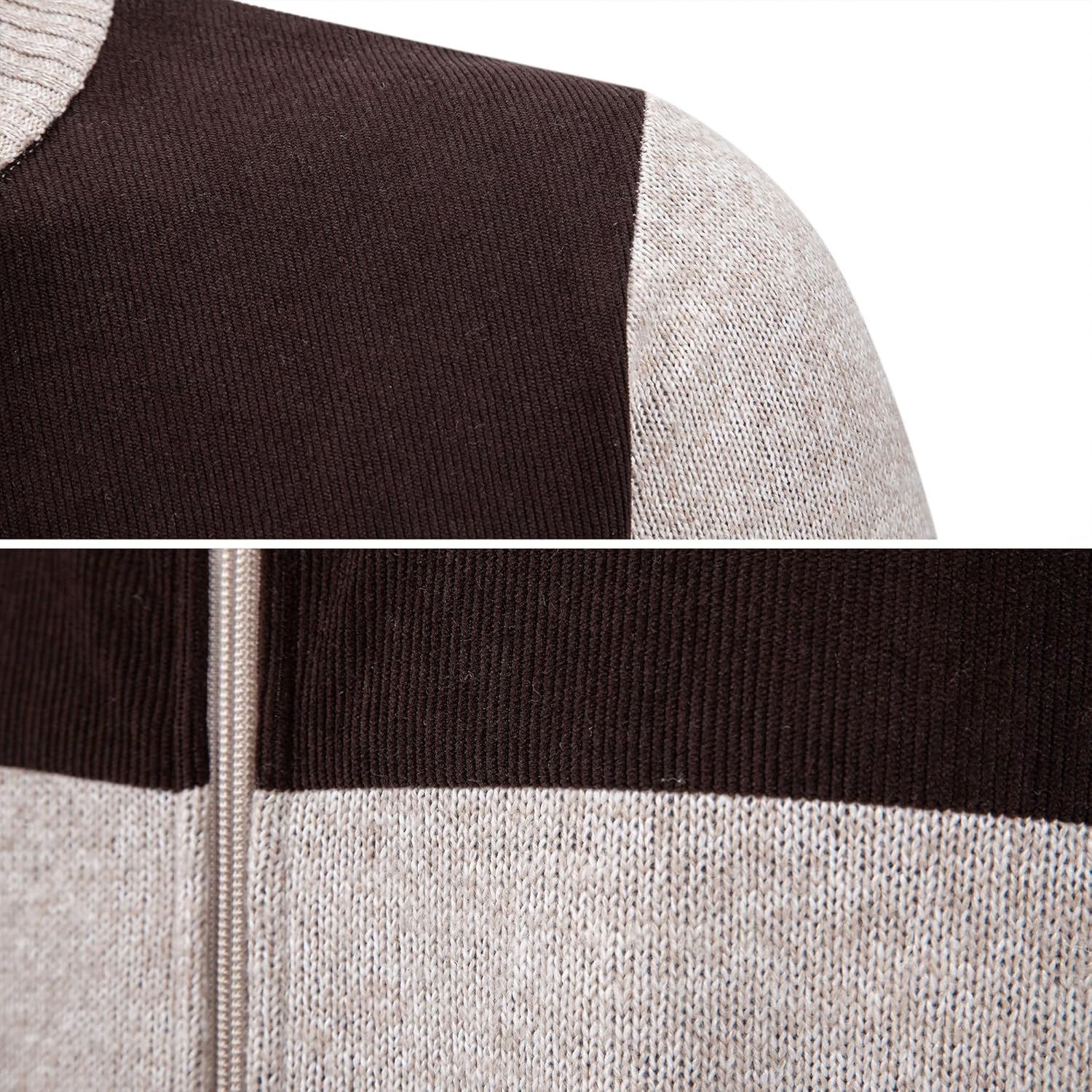 Mens Cardigan Sweater Full Zip Slim Fit Casual Sweaters for Men, Mock Neck Long Sleeve Knitted Sweater with Pockets - Image 5