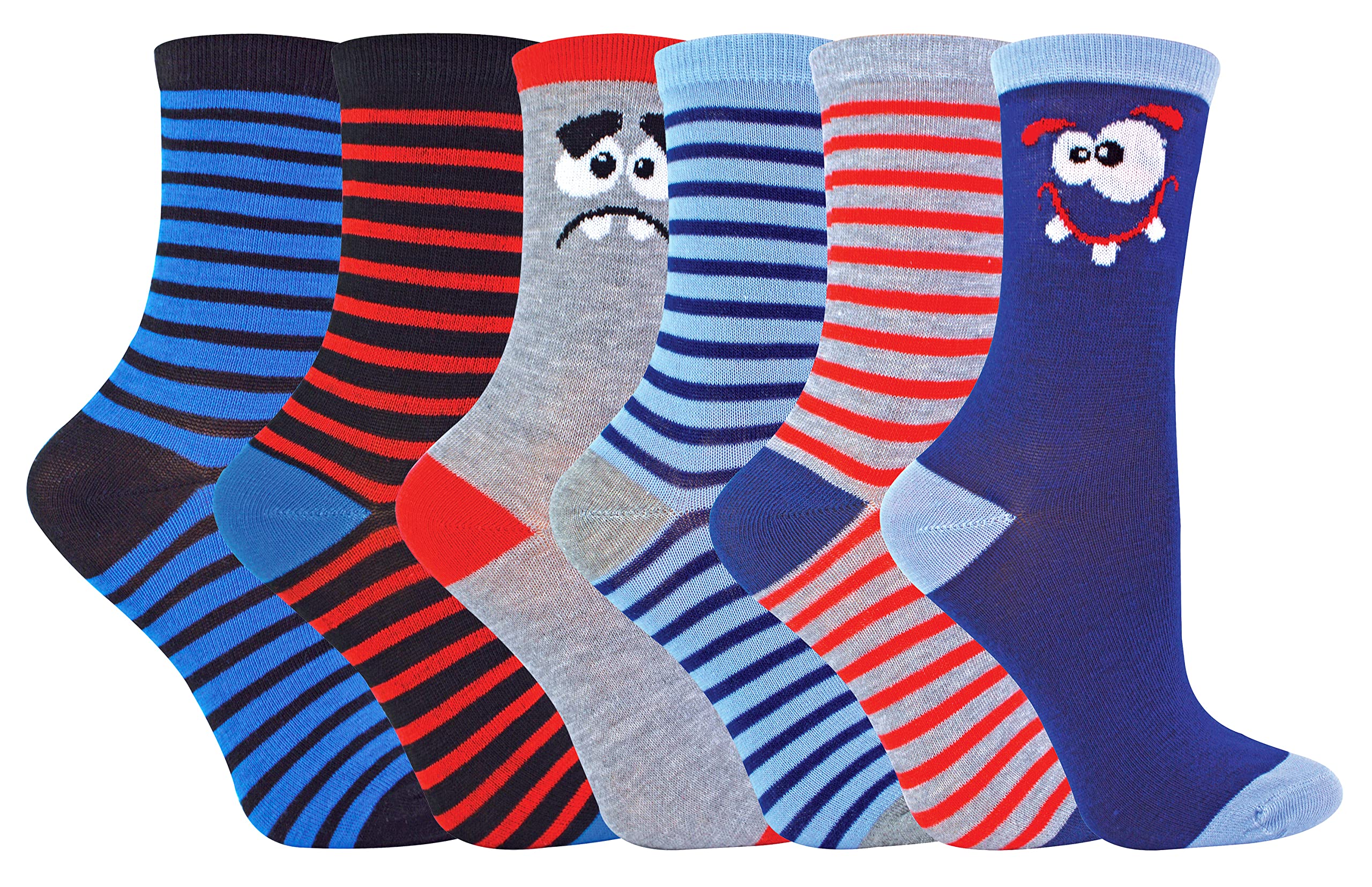 Sock Snob Boys Funky Faces 6 Pairs Assorted Novelty Fashion Ankle Socks | Colourful | Funky (3-7 Years, )