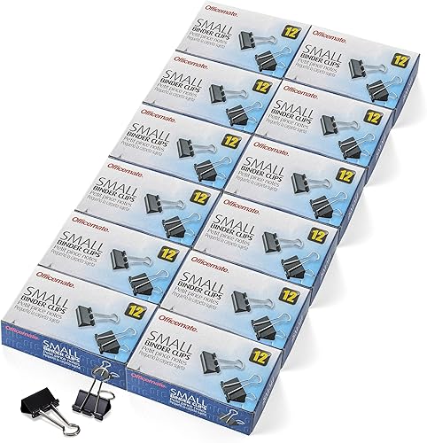 Miniatura 6 de Officemate Clips de carpeta medianos, negro, 12 unidades (paquete de 12) y clips de papel premium #1, 1,000 clips de papel y clips de carpeta