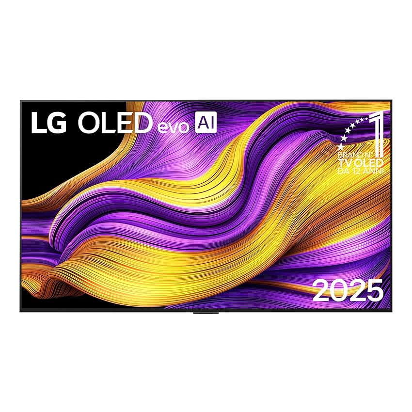 LG OLED evo AI G5 TV 55 pollici, Smart TV 4K, Staffa a muro inclusa, Processore α11 Gen2, Brightness Booster Ultimate, webOS con AI, Dolby Vision e Atmos, VRR e GSYNC 4K@165Hz, OLED55G55LW 2025