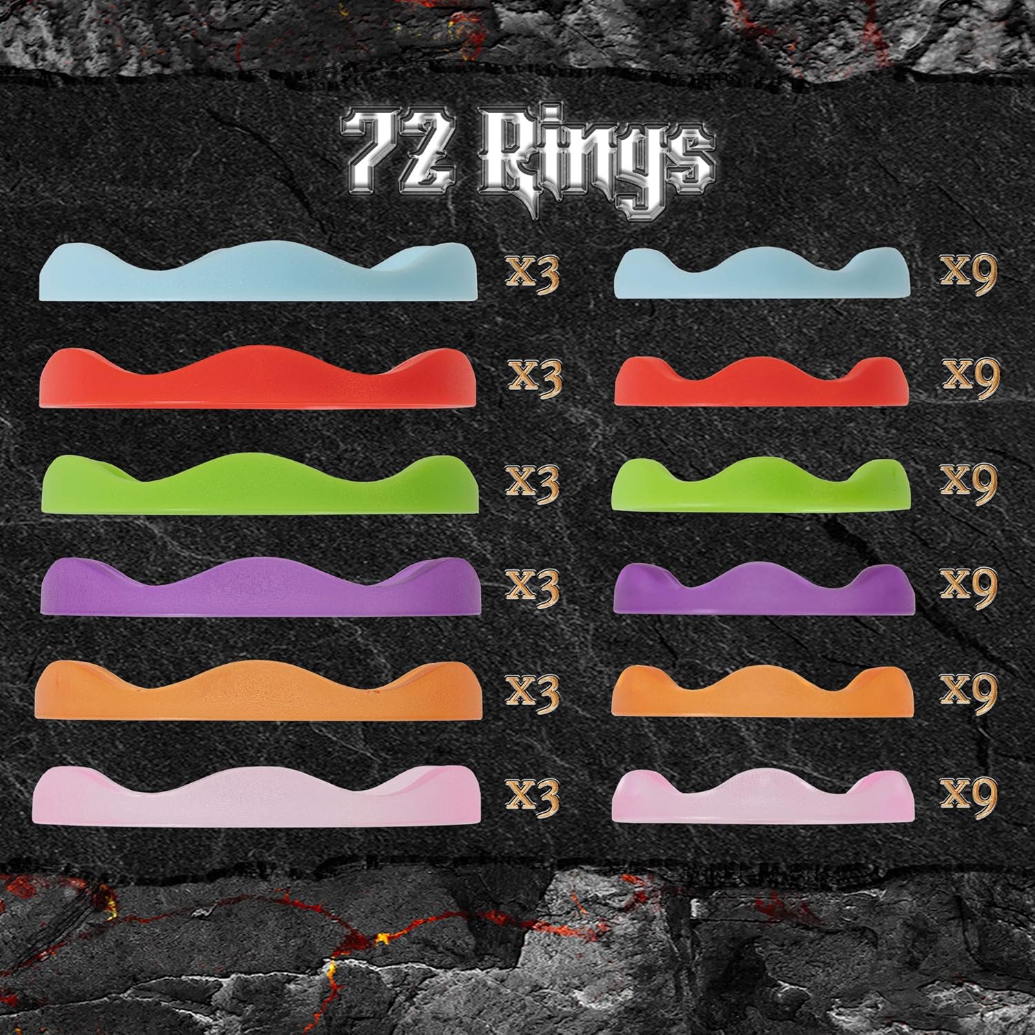 Rings of Power - Tabletop Condition Markers - RPG Board Game Accessories - Colorful Ring Set for HP, Effects, Damage, Spells, & Stats - for DND & More Strategy Games - 72 Pieces, Standard & Mini Size