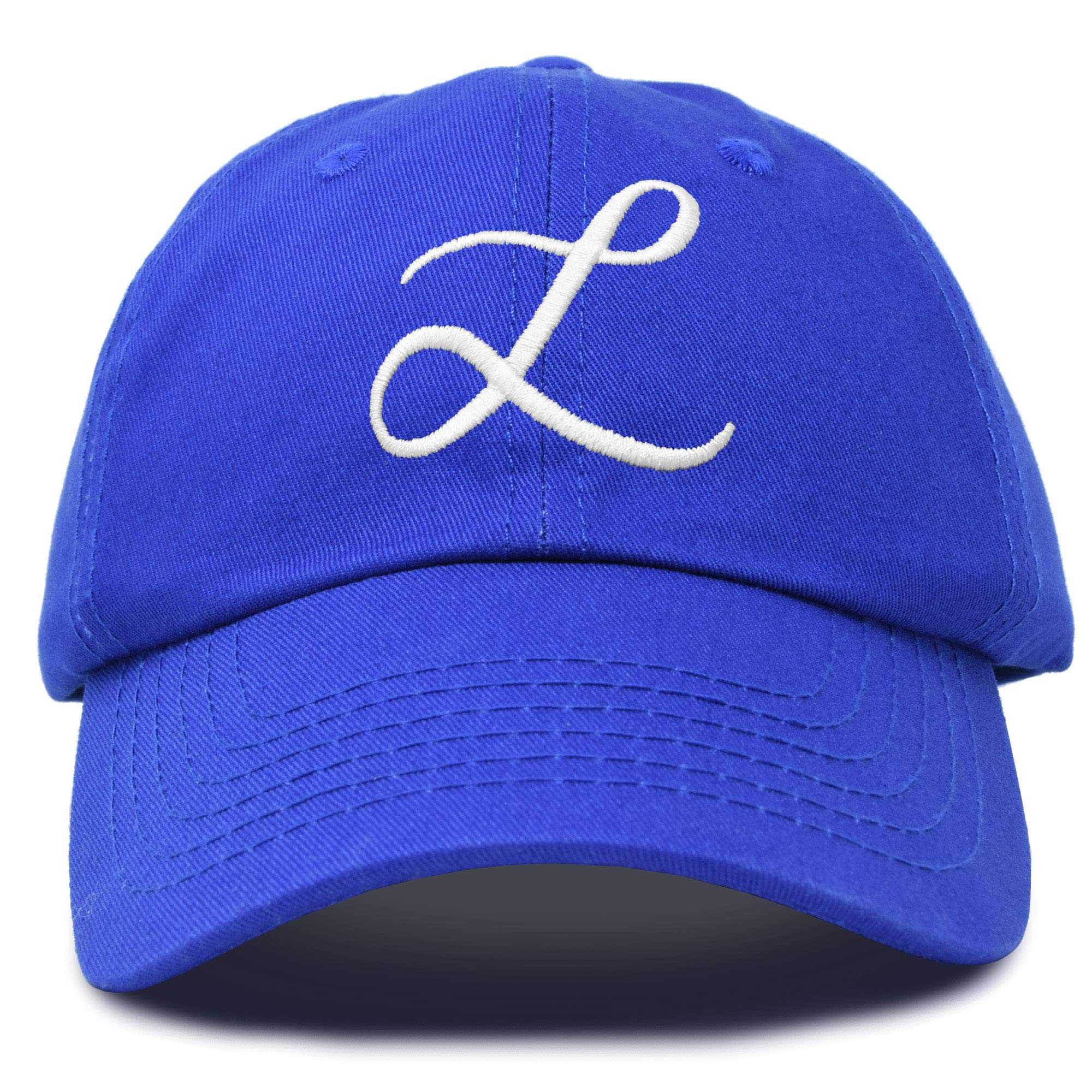 DALIX Initial Hat Letter L Royal Blue Womens Baseball Cap Monogram Embroidered