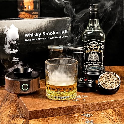 Miniatura 8 de Kit eléctrico para ahumar whisky y cóctel con antorcha  Ventilador integrado, 6 chips de madera, antiguo y ahumador de bebidas de whisky, regalo