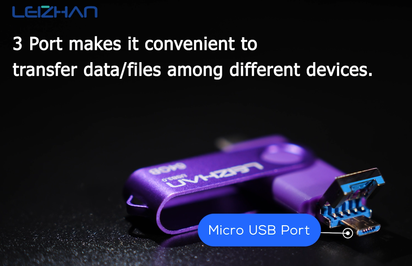 Chiavetta USB 3 In 1 Per Telefono 64GB - Con Interfacce USB, Android E IPhone, Per Trasferimento Dati Veloce