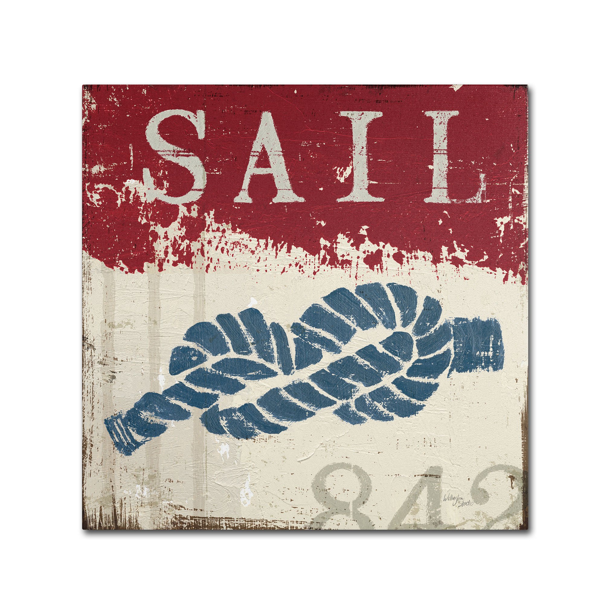 Trademark Fine Art Nautical III Red Artwork by Wellington Studio, 18 by 18-Inch