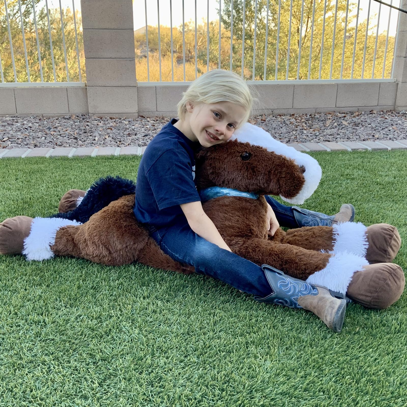 KERTA 35Inches Large Horse Stuffed Animal, 3 Feet Realistic Stuffed Pony Plush Toy, Hugging Soft Chocolate Horse Plush Body Pillow Gift for Kids Girlfriend 3