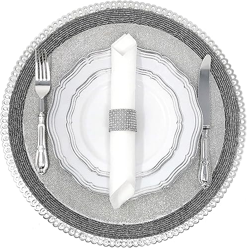 Miniatura 5 de DecorLine Elegant Aristocrat Collection - Platos blancoplateado, 10 pulgadas (paquete de 10), calidad premium, ideales para eventos especiales y