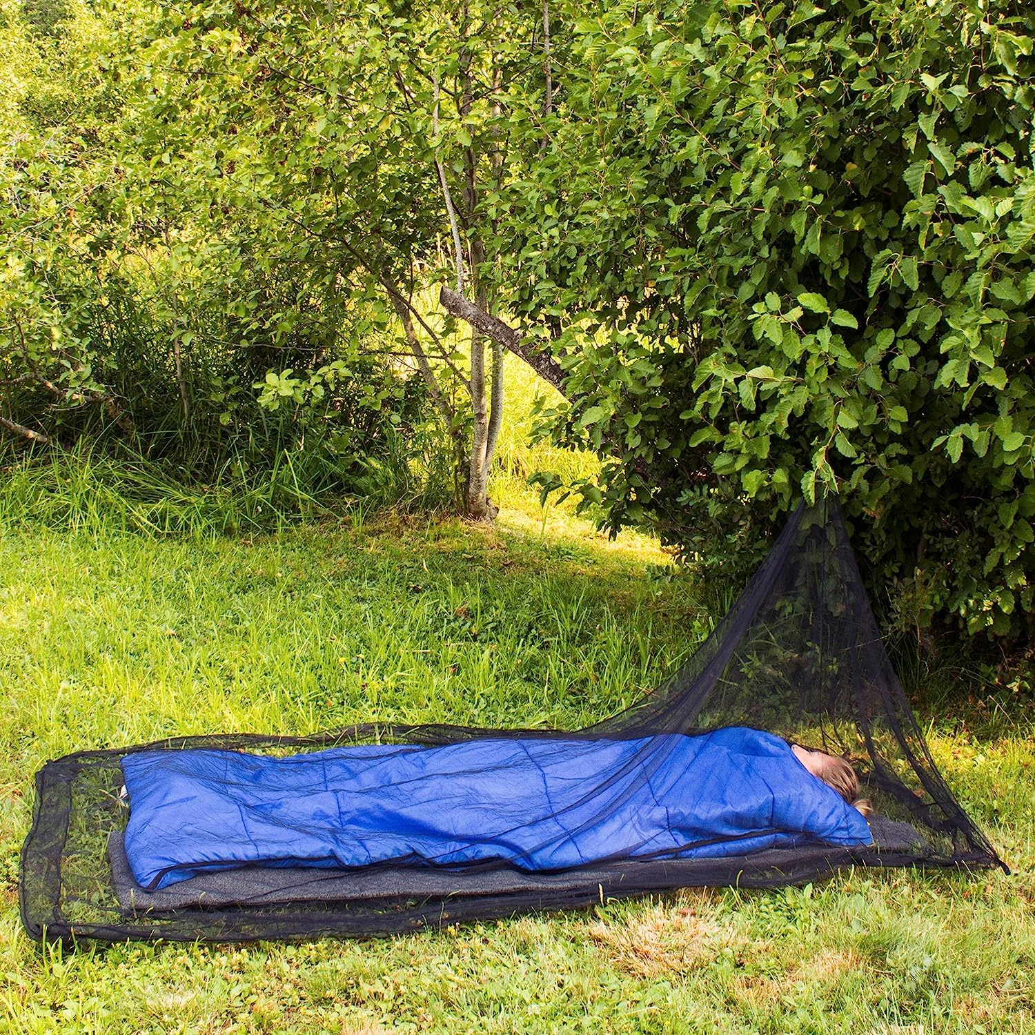 Zanzariera da Campeggio con Borsa da Trasporto, Compatta e Leggera, Adatta a Sacco a Pelo, Letto, Tenda (Singola)