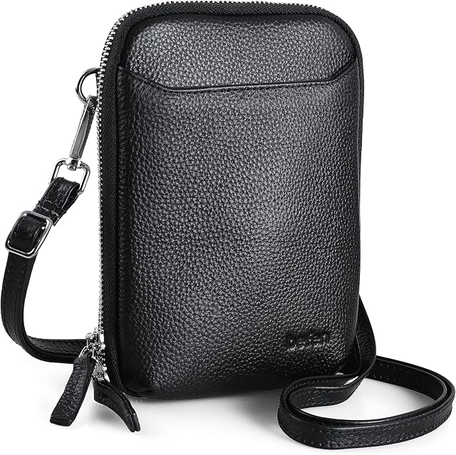befen Small Crossbody Phone Bag for Women, Genuine Leather Cross Body Cell Phone Purse Wallet Card Holder Mini Shoulder Bags Ladies Handbags with Long Strap