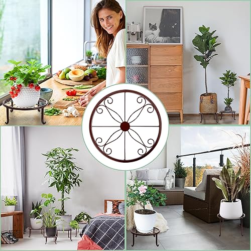 Miniatura 19 de Soporte de metal para plantas, paquete de 5 soportes para plantas de interior y exterior, múltiples soportes resistentes para macetas de flores