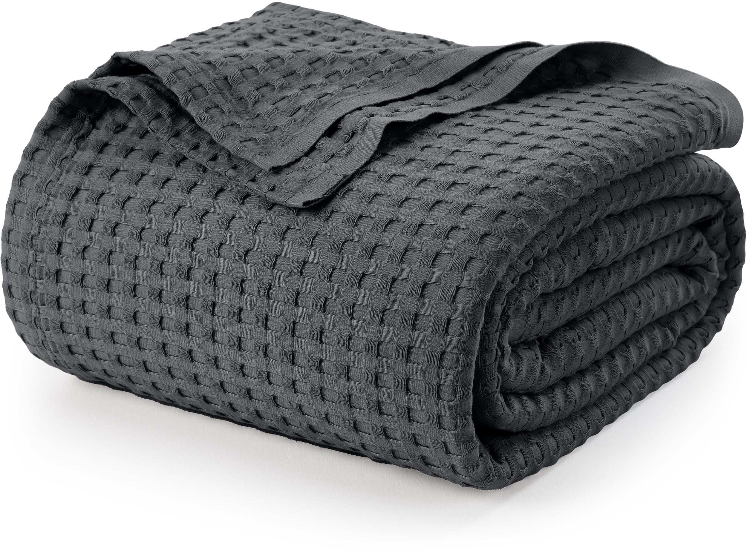 Utopia Bedding Charcoal 100% Cotton Waffle Blanket 300 GSM [King - 90x108 Inch] Soft Lightweight Breathable Bed Blanket for All Season