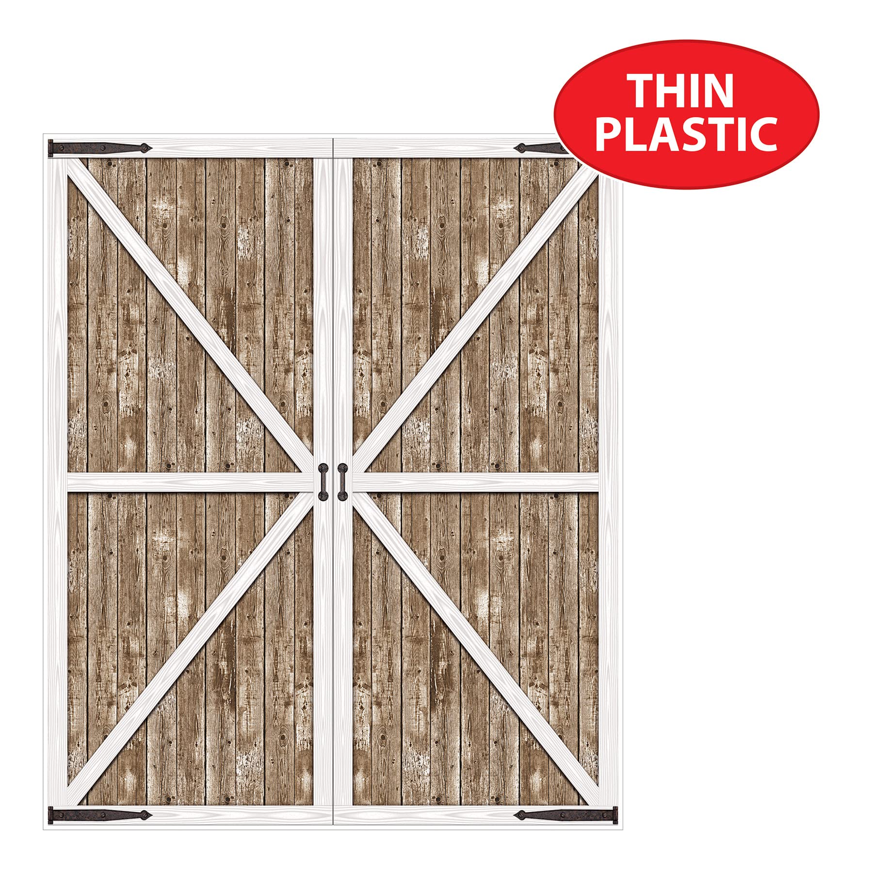 Beistle 152 cm x 152 cm rustykalne drzwi do stodoły zachodniej fotografia tło z motywem farmy, sesja zdjęciowa tło na urodziny, baby shower, wystrój dnia ślubu, brązowy/biały/czarny