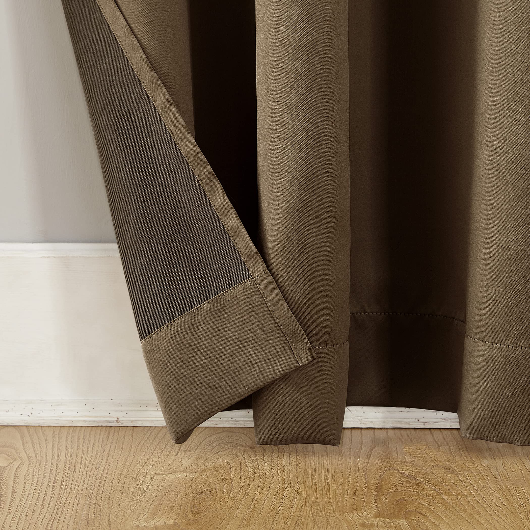 Sun Zero Barrow 2-Pack Solid Total Blackout Rod Pocket Curtain Panel Pair, 54" x 63", Mocha, Mocha Brown, W 54" x L 63" (2 Panels) - Image 3