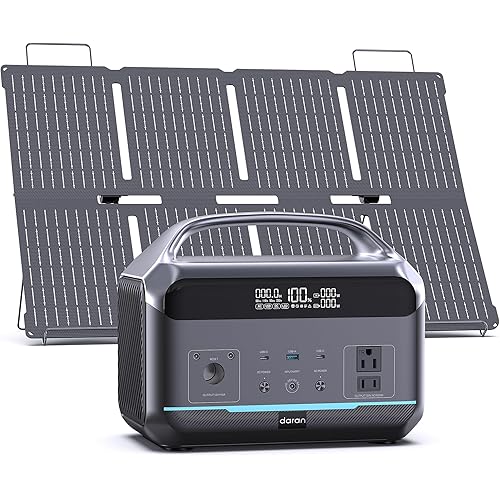 Portable Power Station 600W with Solar Panel 80W, 288Wh LiFePO4 Battery Backup w/2 AC Outlets, 1.7H Fast Charging Solar Generator for Camping, RV Travel, Home Emergencies