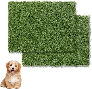 SHACOS Artificial Grass Pad for Puppys 2 Pcs 16"x20" High Pile 1.2" Thick Reusable Dog Training Pads Fake Grass for Small Dogs to Pee on Potty Training Fake Turf with Drainage Holes Yard Patio Balcony
