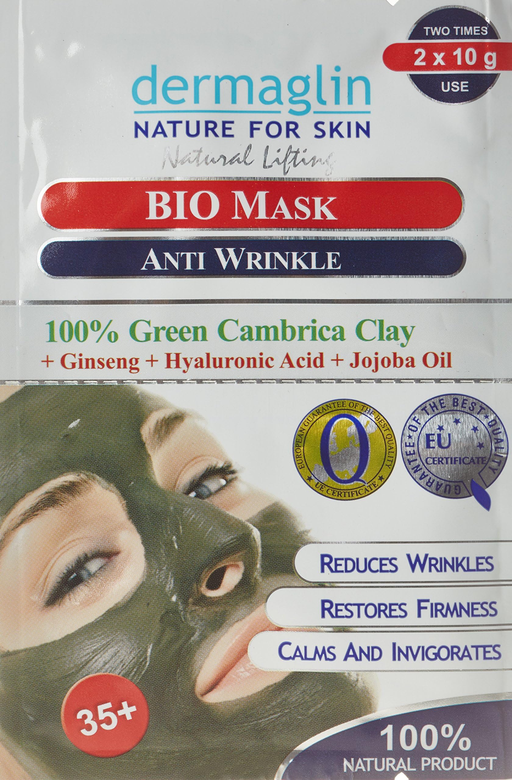 Anti Wrinkle Treatment 100% Natural Green Cambrian Clay Bio Face Mask Pack of 6