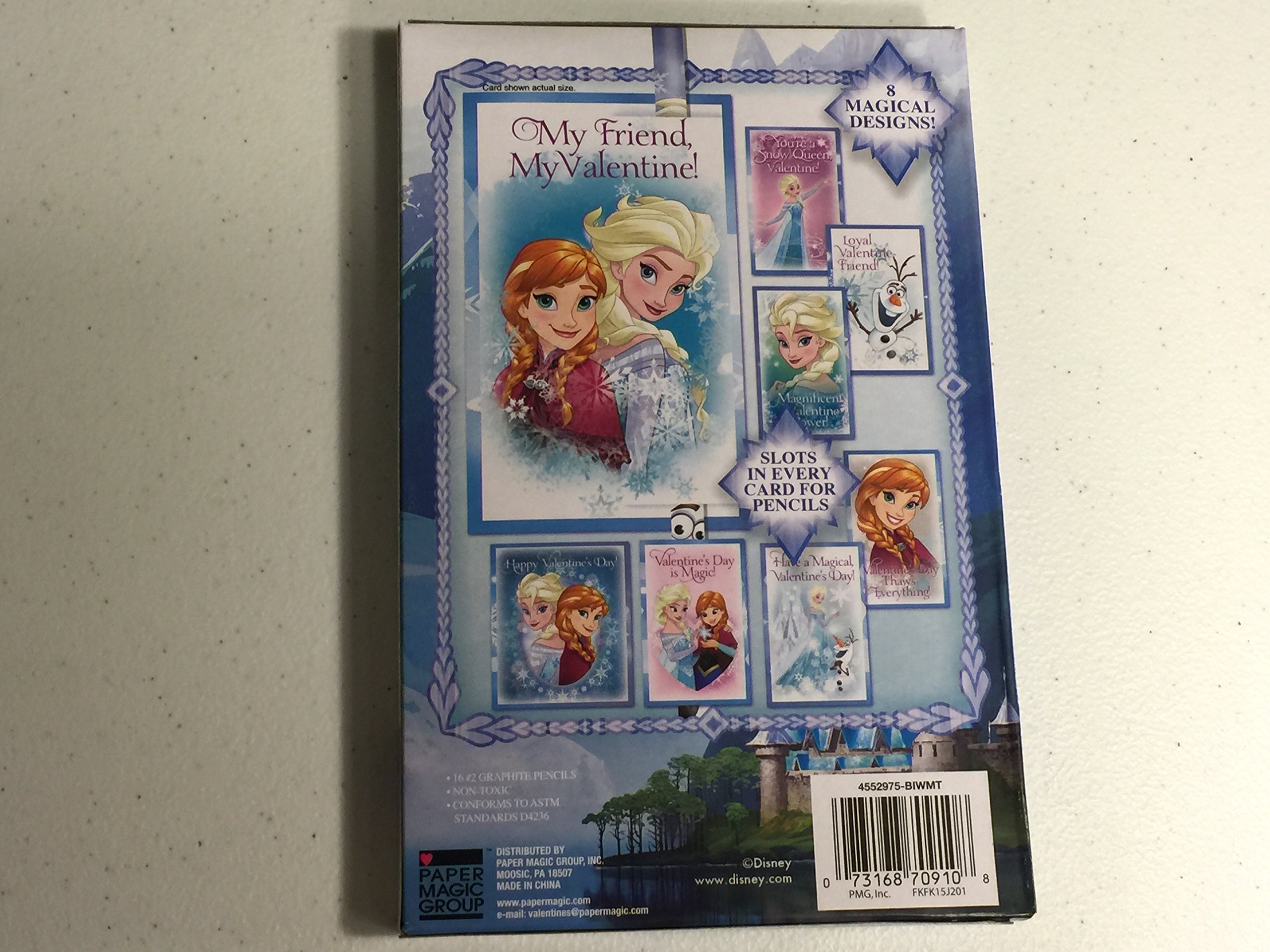 Condition photo showing New/Like New for Disney Frozen Anna & Elsa Valentines With Pencils - 16 Pack