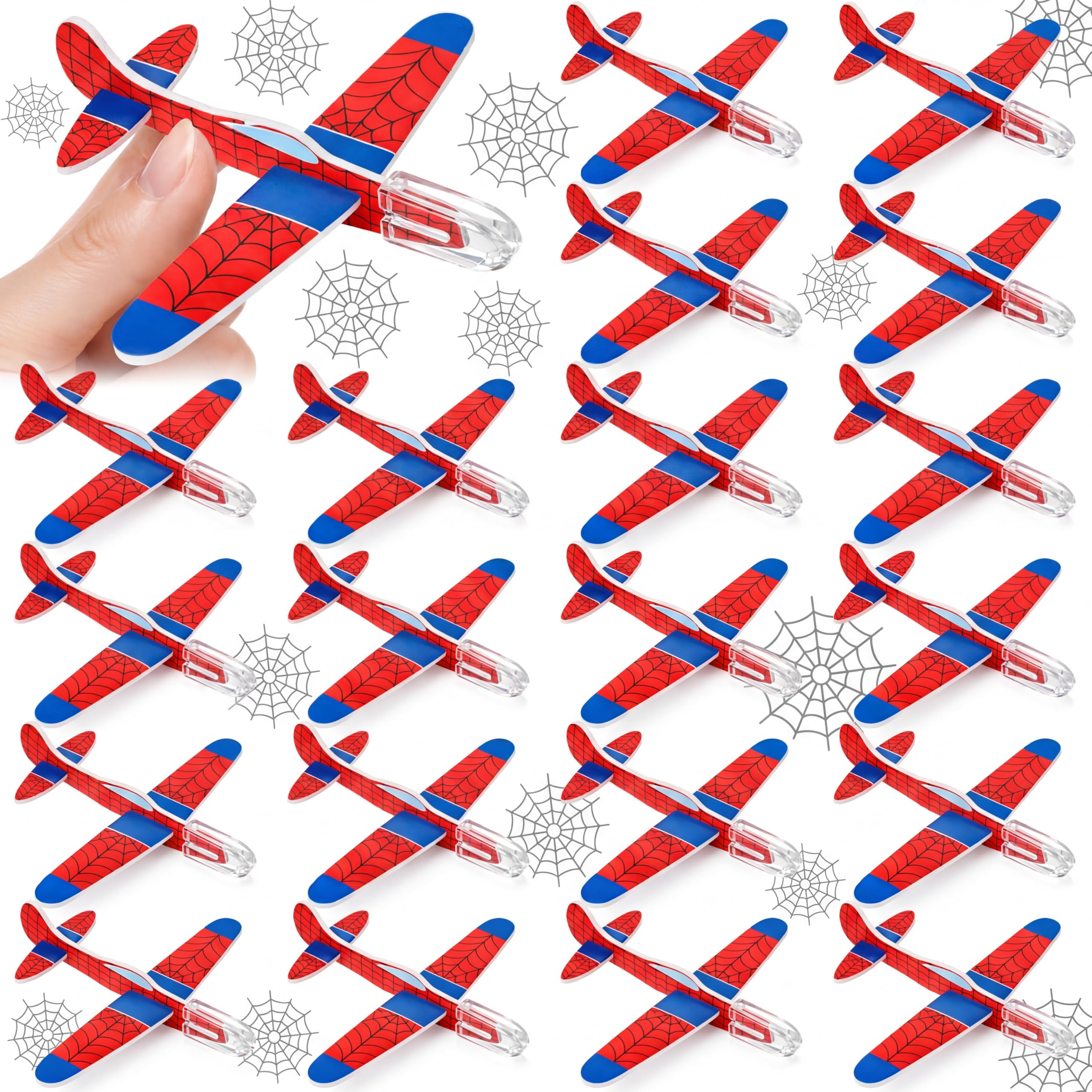 Photo 1 of **MISSING SOME**Skylety 50 Pcs Spider Web Themed Foam Gliders Airplane Toys for Kids, Foam Paper Airplane, Spider Web Birthday Party Favors Goodie Bag Stuffers Outdoor Flying Toys Bulk Prizes for Kids Classroom