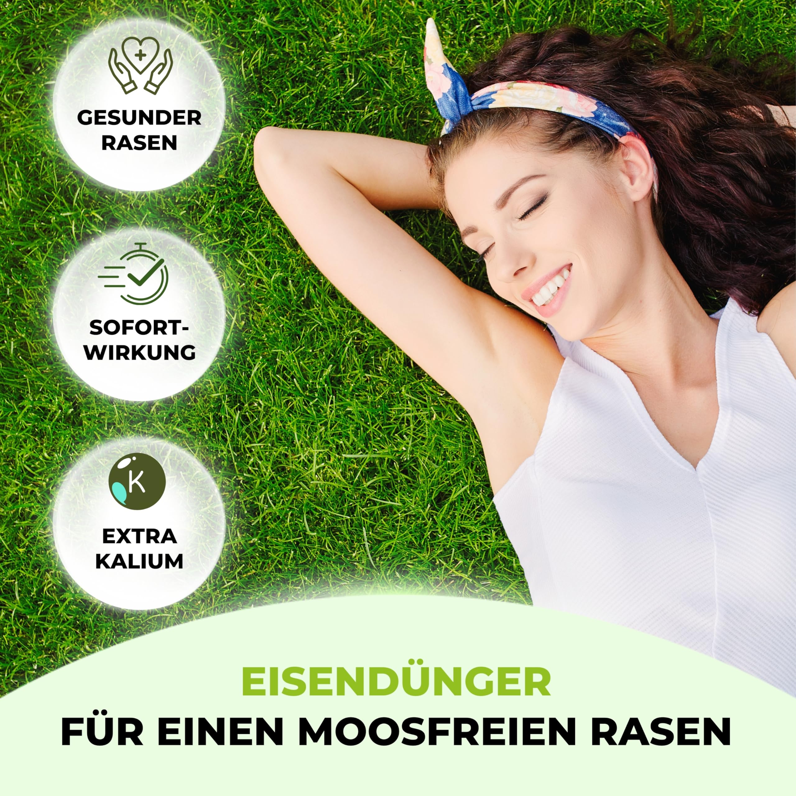 TerraUno Rasendünger Frühjahr Mooslos Glücklich, Moosfrei in 3 Tagen, 10 kg für 300 m², Eisendünger gegen Moos, extrafeines Granulat, Frühjahrsdünger Rasen, Dünger für den Streuwagen