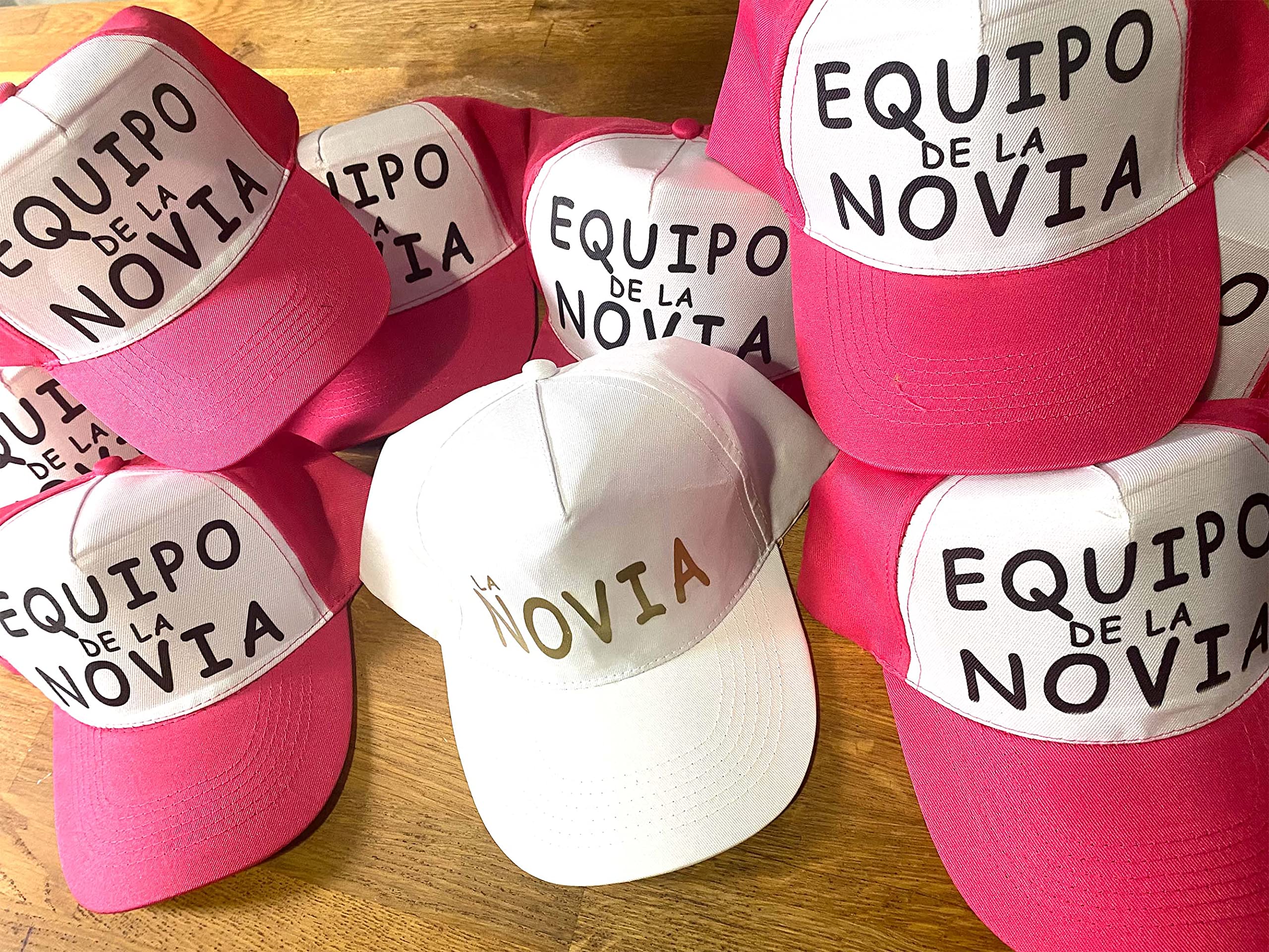 PACK 8 Gorras despedidas de soltera, fiesta de despedida, GRATIS GORRA DE LA NOVIA (Equipo de la novia, Pack 8.)