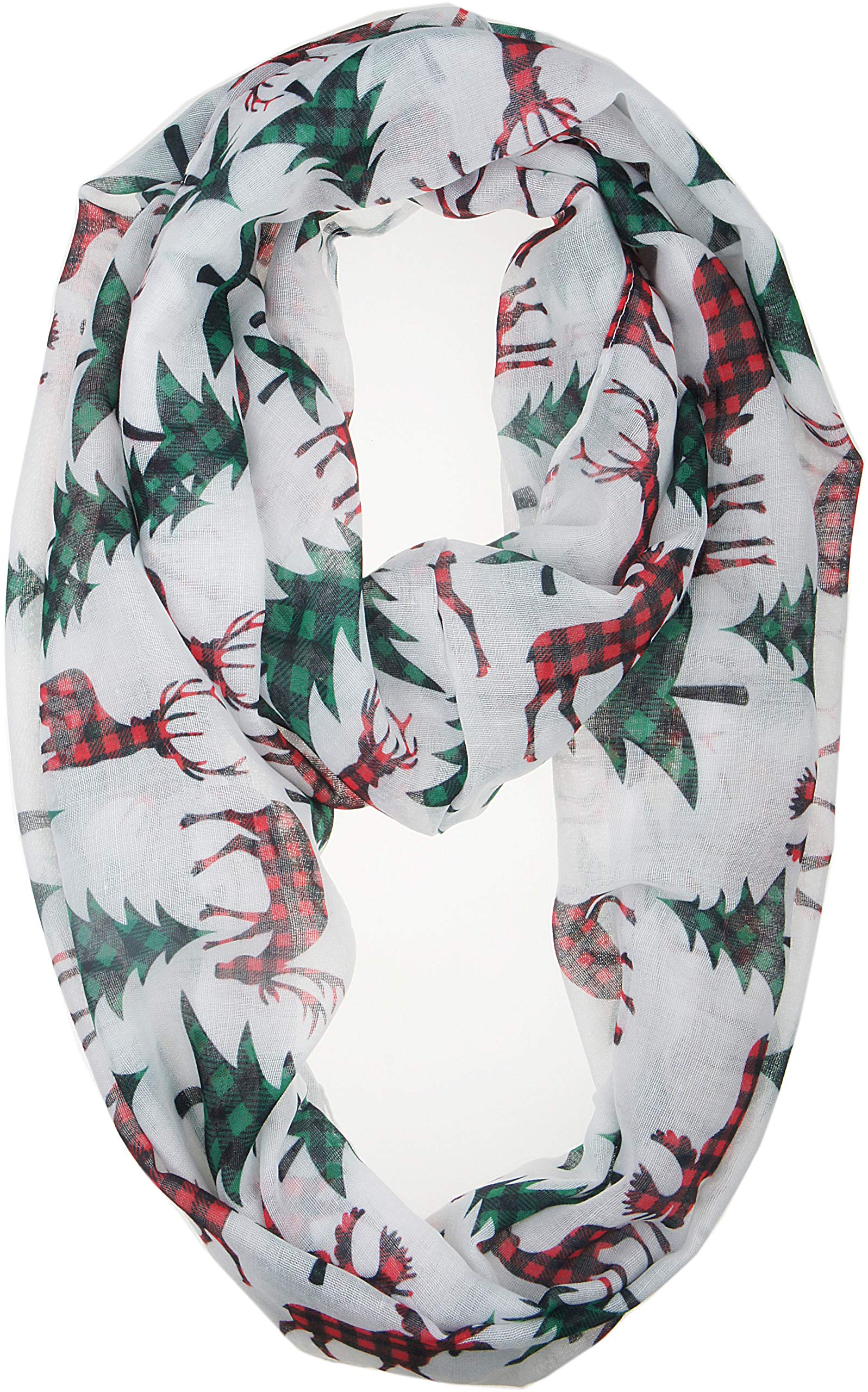 VIVIAN & VINCENT Fall Winter Soft Lightweight Holiday Sheer Infinity Christmas Scarf for Women Girls